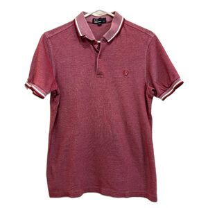 FRED PERRY Red Mod Retro Polo Shirt Top  Mens Size Medium